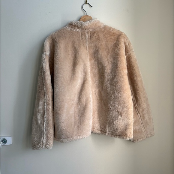 Jason Wu Faux Fur Quarter Zip Cream Teddy Jacket - Size Large - Picture 4 of 6